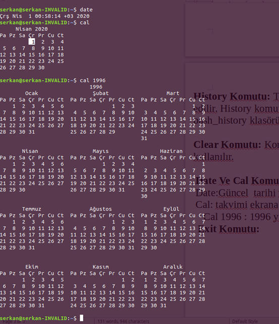 Linux date ve call komutu